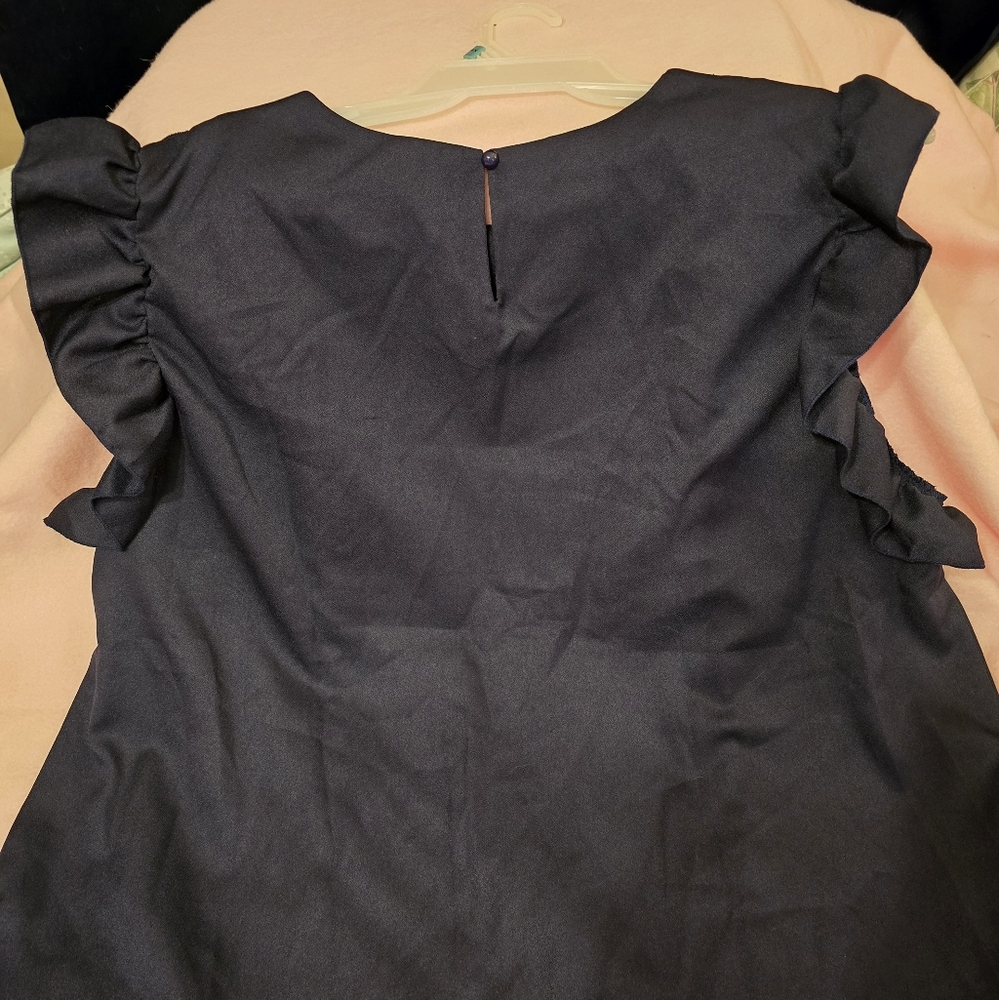 Black Ruffled Sleeveless Top - Picture 3 of 3